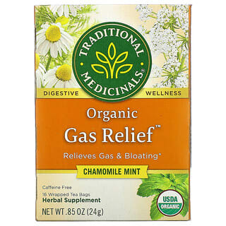 Traditional Medicinals, Organic Gas Relief, Caffeine Free, Chamomile Mint, 16 Wrapped Tea Bags, .85 oz (24 g)