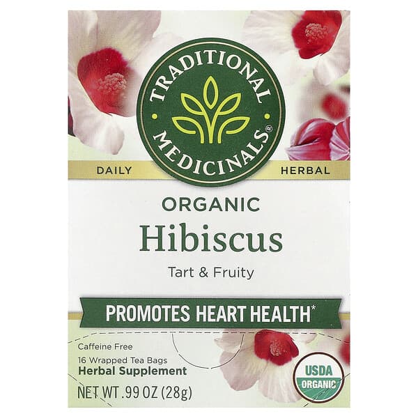 Organic Hibiscus, Caffeine Free, 16 Wrapped Tea Bags, 0.99 oz (28 g)