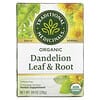 Herbal Teas, Organic Dandelion Leaf & Root Tea, Caffeine Free, 16 Wrapped Tea Bags, 0.99 oz (28 g)