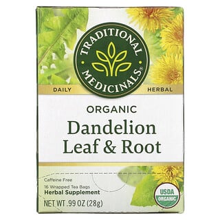 Traditional Medicinals, Herbal Teas, Organic Dandelion Leaf & Root Tea, Caffeine Free, 16 Wrapped Tea Bags, .99 oz (28 g)