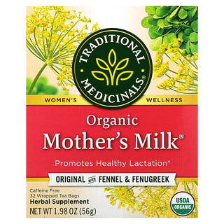 Traditional Medicinals, Organic Mother's Milk, Original with Fennel & Fenugreek, Caffeine Free, 32 Wrapped Tea Bags, 0.06 oz (1.75 g) Each