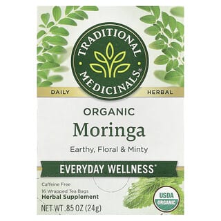 Traditional Medicinals, Moringa biologique à la menthe verte et à la sauge, Sans caféine, 16 sachets de thé emballés, 24 g