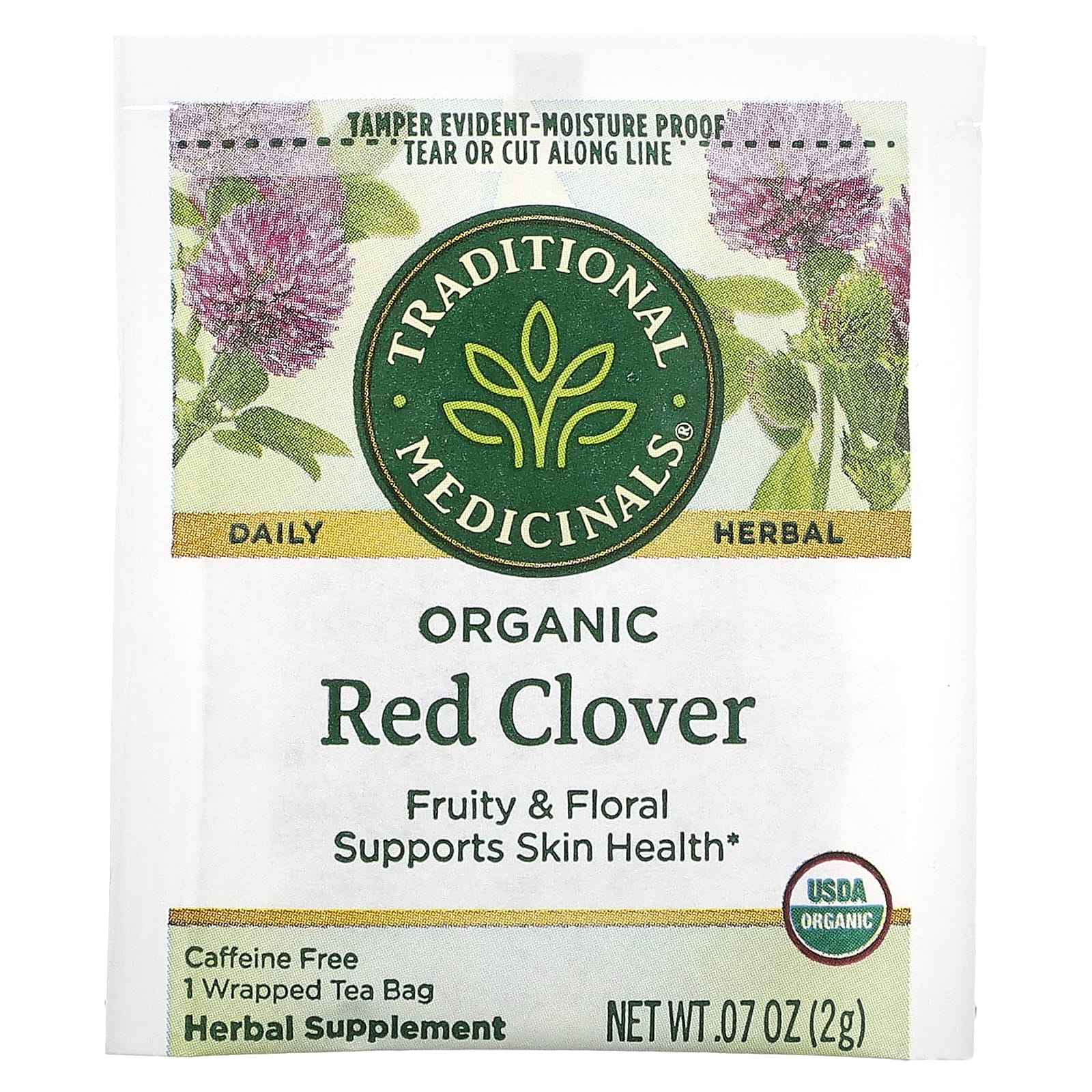 Traditional Medicinals, Organic Red Clover, Caffeine Free, 16 Wrapped
