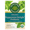 Organic Peppermint Delight Probiotic, Caffeine Free, 16 Wrapped Tea Bags, 0.05 oz (1.5 g) Each