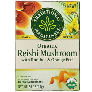 Traditional Medicinals, Organic Reishi Mushroom with Rooibos & Orange Peel, Caffeine Free, 16 Wrapped Tea Bags, .85 oz (24 g)