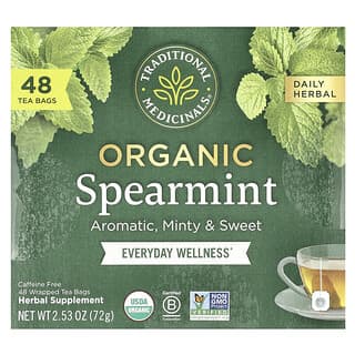 Traditional Medicinals, Organic Spearmint, Organic Spearmint, Caffeine Free, Bio-Pfefferminze, koffeinfrei, 48 einzeln verpackte Teebeutel, 72 g (2,53 oz.)