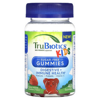 TruBiotics, Дети, ежедневная добавка с пробиотиками, вкусная натуральная клубника, 40 жевательных таблеток