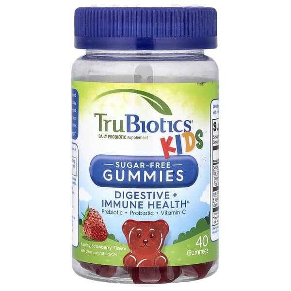 Kids, Digestive + Immune Health Gummies, Sugar-Free, Yummy Strawberry, 40 Gummies