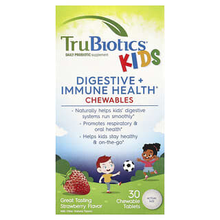 TruBiotics, Comprimés à croquer pour enfants, Santé digestive + immunitaire, Fraise, 30 comprimés à croquer