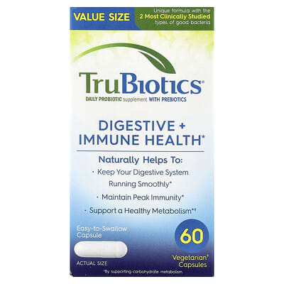 TruBiotics, Digestive + Immune Health, 60 Vegetarian Capsules