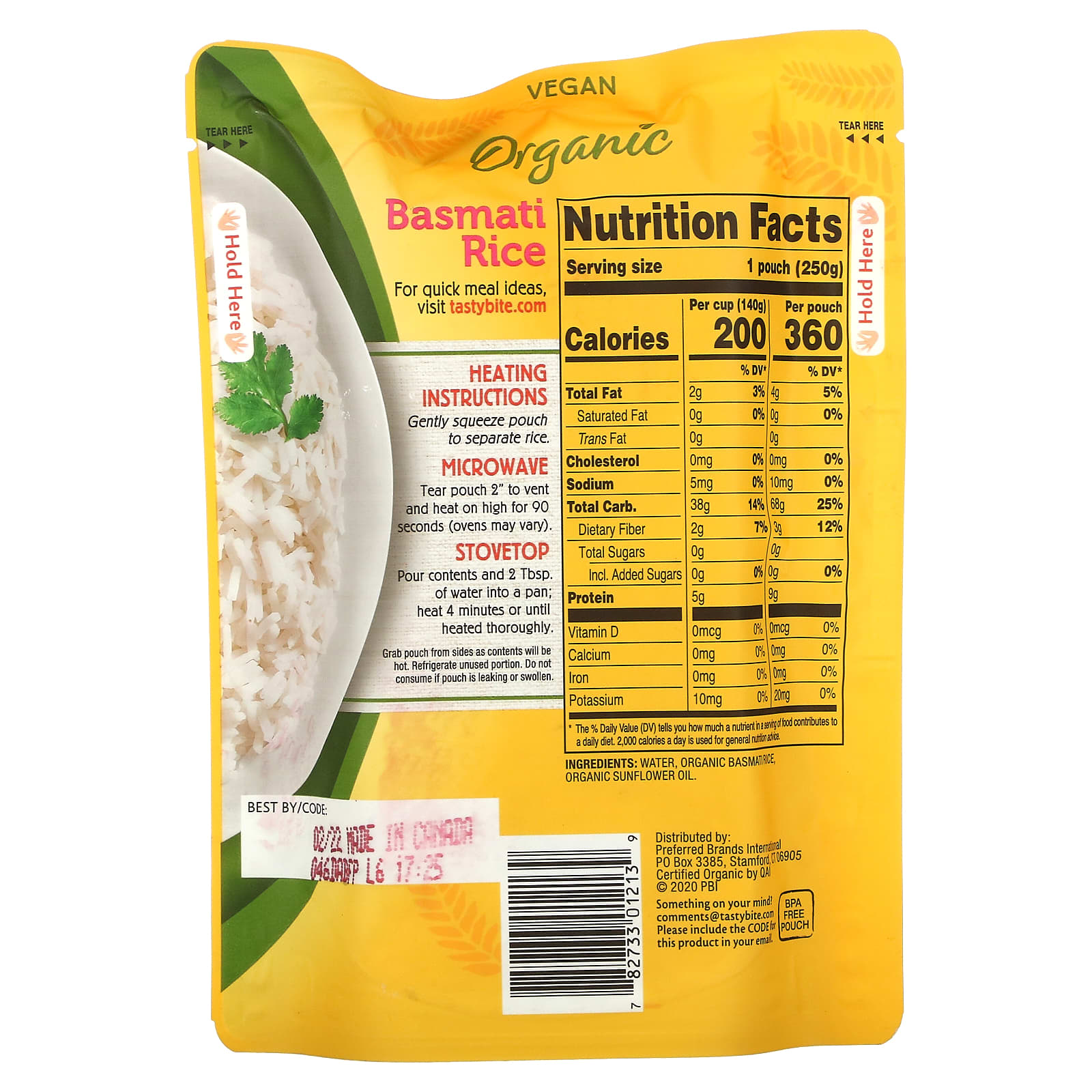 Tasty Bite, Organic Basmati Rice, 8.8 oz (250 g) (Discontinued Item)