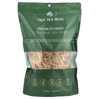 True Sea Moss, Suszony złoty surowy mech morski premium, 453 g