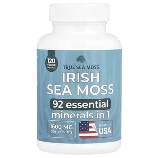 True Sea Moss, Mousse d'Irlande, 1600 mg, 120 capsules végétariennes (400 mg par capsule)