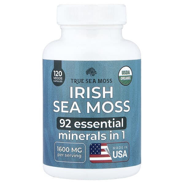 True Sea Moss, Lumut Laut Liar, 120 Kapsul (400 mg per Kapsul)