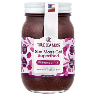 True Sea Moss, Naturlig superfood från havet, fläderbär, 473 ml