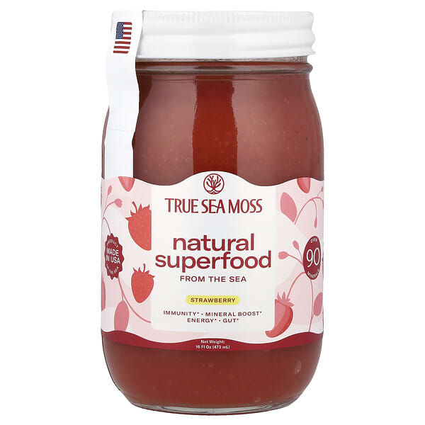 True Sea Moss, Natural Superfood From The Sea, Strawberry, 16 fl oz (473 ml)