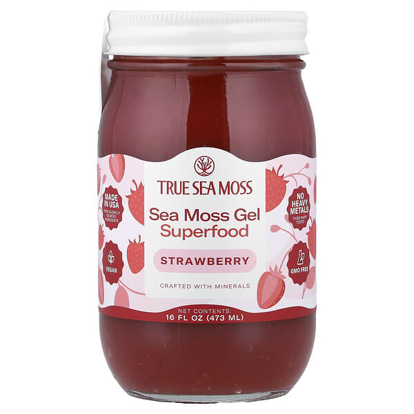 True Sea Moss, 바다 이끼 젤 슈퍼 푸드, 딸기 맛, 473ml(16fl oz)