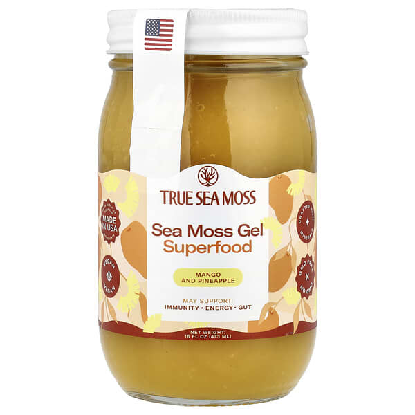 True Sea Moss, Sea Moss Gel Superfood, Mango and Pineapple, 16 fl oz (473 ml) — product photo 1