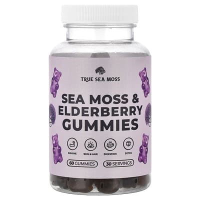 True Sea Moss, Sea Moss & Elderberry Gummies, 60 Gummies