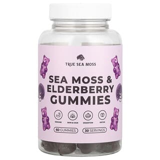 True Sea Moss, Жевательные мармеладки с морским мохом и бузиной, 60 шт.