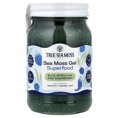 True Sea Moss, Sea Moss Gel, Blue Spirulina & Raspberry, 16 fl oz (473 ml)