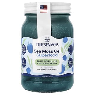 True Sea Moss, Sea Moss Gel Superfood, Blue Spirulina and Raspberry, 16 fl oz (473 ml)