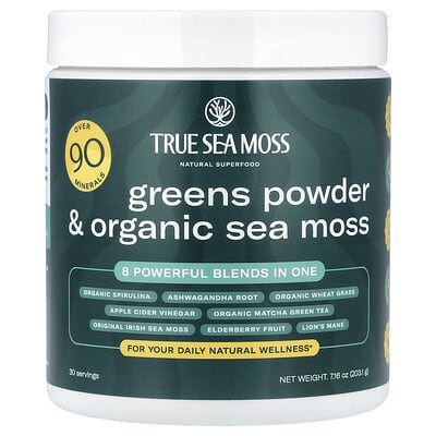 True Sea Moss, Natural Superfood, Greens Powder & Organic Sea Moss, 7.16 oz (203.1 g)