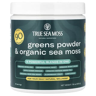 True Sea Moss, Makanan Super Asli, Serbuk Hijau & Lumut Laut Organik, 7.16 oz (203.1 g)
