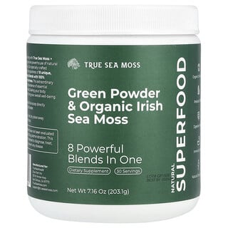 True Sea Moss, Superalimento natural, Verde en polvo y musgo marino irlandés orgánico, 203,1 g (7,16 oz)