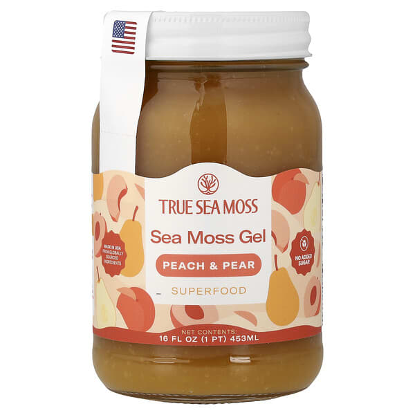 True Sea Moss, Sea Moss Gel Superfood, Peach & Pear, 16 fl oz (453 ml) — product photo 1