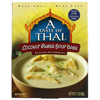 A Taste Of Thai (أ تيست أوف تاي)‏, المكون الأساسي لحساء الزنجبيل وجوز الهند، 2.1 أونصة (60 جم)
