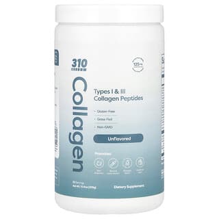 310 Nutrition, Colágeno, Péptidos de colágeno de tipo I y III, Sin sabor, 309 g (10,9 oz)