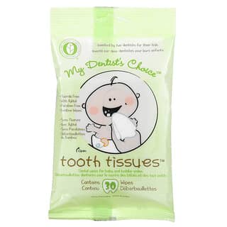 Tooth Tissues, مناديل أسنان My Dentist's Choice، مناديل مبللة لابتسامات الأطفال والرضع، 30 منديل