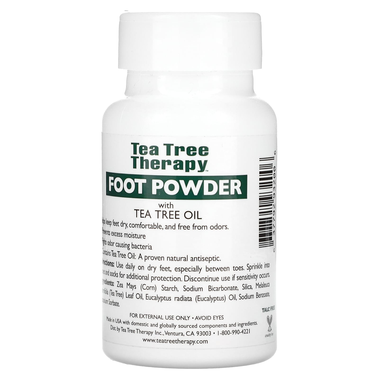 Tea Tree Therapy, Antiseptic Foot Powder With Tea Tree Oil, Unscented