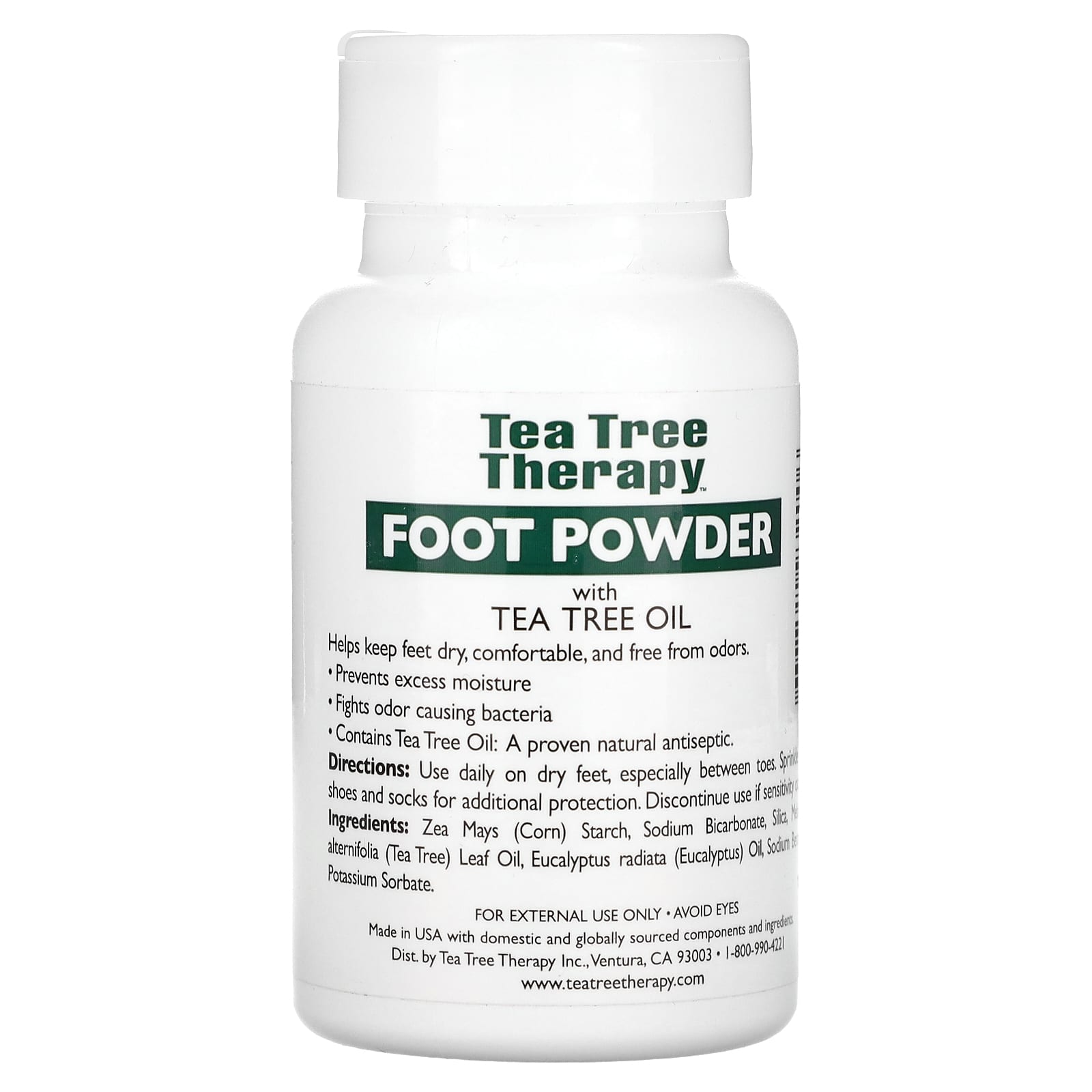 Tea Tree Therapy, Antiseptic Foot Powder With Tea Tree Oil, Unscented