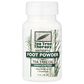 Tea Tree Therapy, Poudre antiseptique pour les pieds à l'huile de tea tree, non parfumée, 85 g