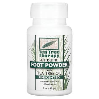 Tea Tree Therapy, Antiseptic Foot Powder With Tea Tree Oil, Unscented, 3 oz (85 gm)