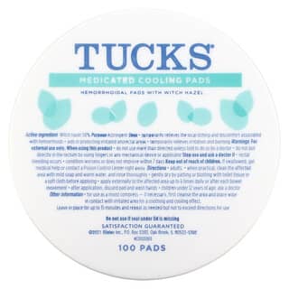 Tucks, пропитанные медикаментами охлаждающие подушечки, 100 подушечек