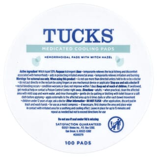 Tucks, Almohadillas enfriadoras medicadas, 100 almohadillas