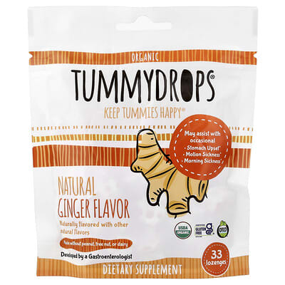Tummydrops, Organic Natural Ginger, 33 Pastilles
