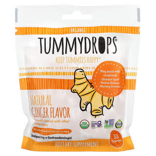 Tummydrops, 有机，天然姜含片，33 片锭剂