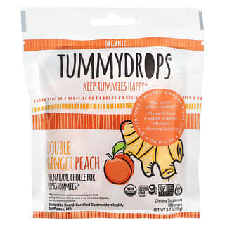 Tummydrops, 유기농 더블 생강 피치, 사탕 정제 33정, 105g(3.7oz)