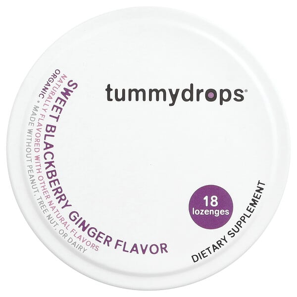 Tummydrops, 유기농 드롭, 스위트 블랙베리 생강, 사탕 정제 18정