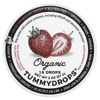 Tummydrops‏, תות טרי אורגני, ג'ינג'ר, 18 טיפות