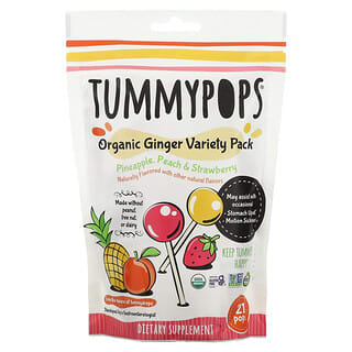 Tummydrops, Tummypops, confezione variegata allo zenzero biologico, 21 capsule