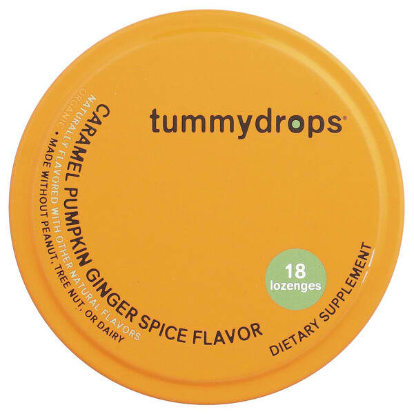 Tummydrops, 유기농 드롭, 캐러멜 호박 생강 스파이스, 사탕 정제 18정