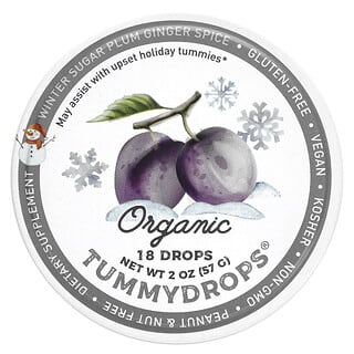 Tummydrops, Azúcar de invierno orgánico, Ciruela y especias, 18 gotas