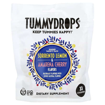 Tummydrops, Ginger Collection Multipack, Sorrento Lemon & Amarena Cherry, 33 Drops