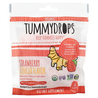 Tummydrops, 有机益胃滴剂，草莓姜味，33 粒锭剂