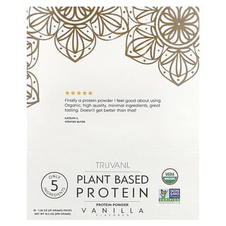 Truvani, Proteína de origen vegetal en polvo, Vainilla, 10 paquetes, 29 g (1,02 oz) cada uno